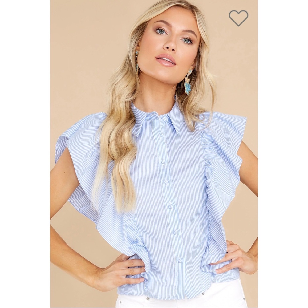 Daytime Crush Light Blue And White Stripe Top